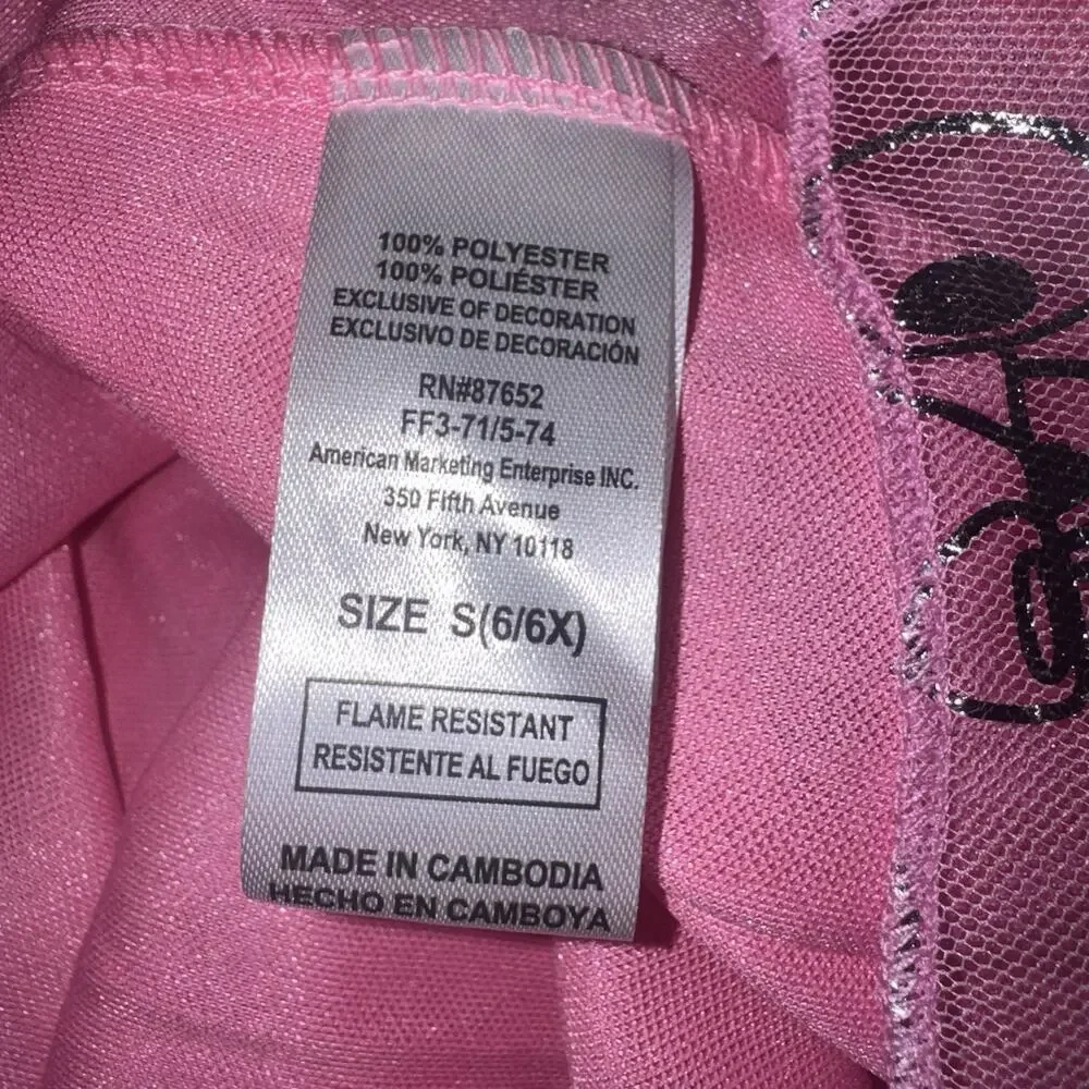Bluey Bingo Girls Pink Nightgown Dress Size 6/6X NWT Tulle Metallic Print